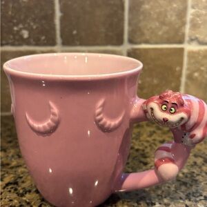Vintage Disney Store Pink Cheshire Cat Mug Alice in Wonderland Rare Ceramic